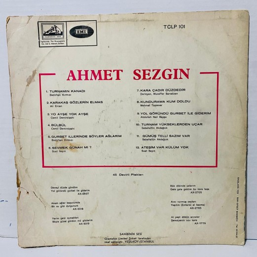 ahmet sezgin lp ( TCLP 101 ) kapak imzalı 